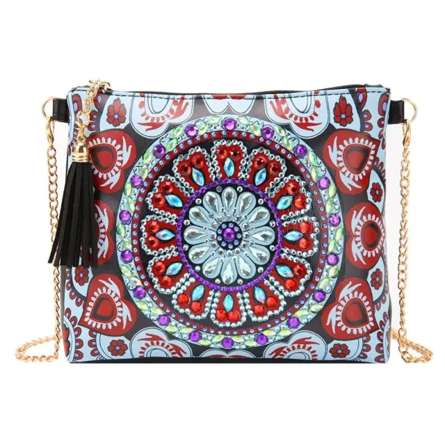 Figured'Art Karmozijnrood Mandala diamond painting handtas 18x15 cm