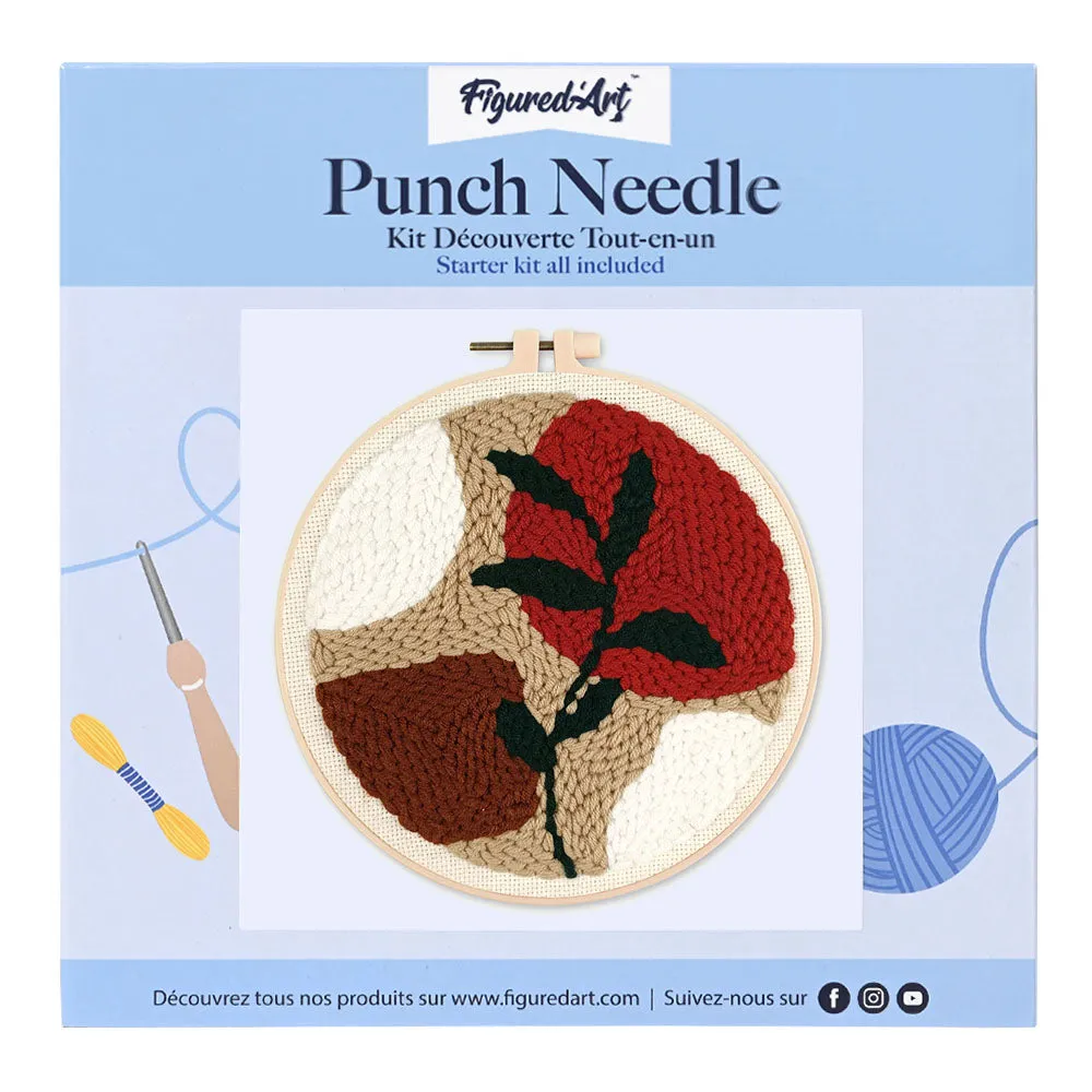 Figured'Art Botanische abstractie 3 punch needle pakket 20cm wol