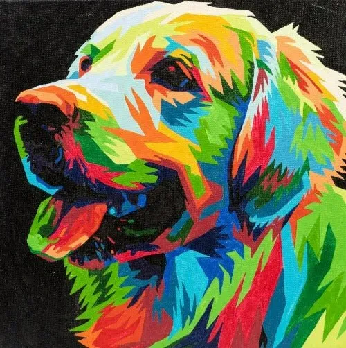 Craft Buddy Paint by Numb3rs Colourful Pup schilderen op nummer 30x30cm