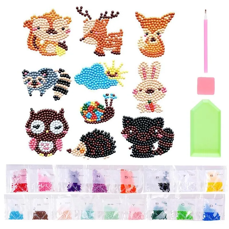 Figured'Art Bosdieren diamond painting stickers 10 stuks