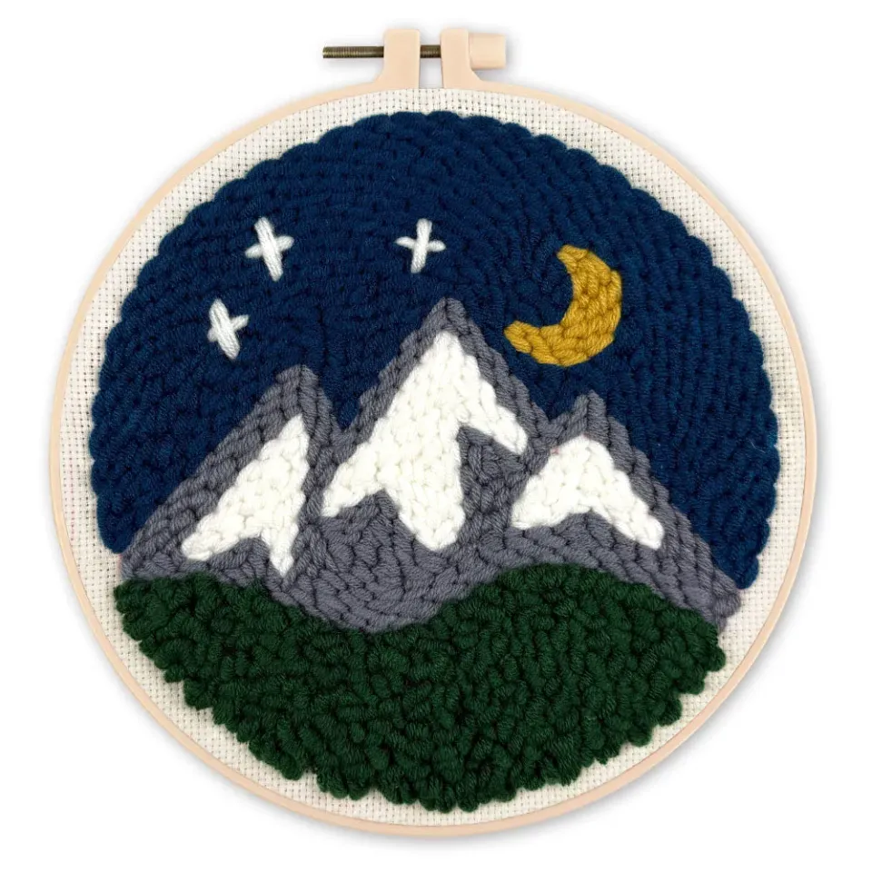 Figured'Art Bergen in de Nacht punch needle pakket 20x20 cm wol