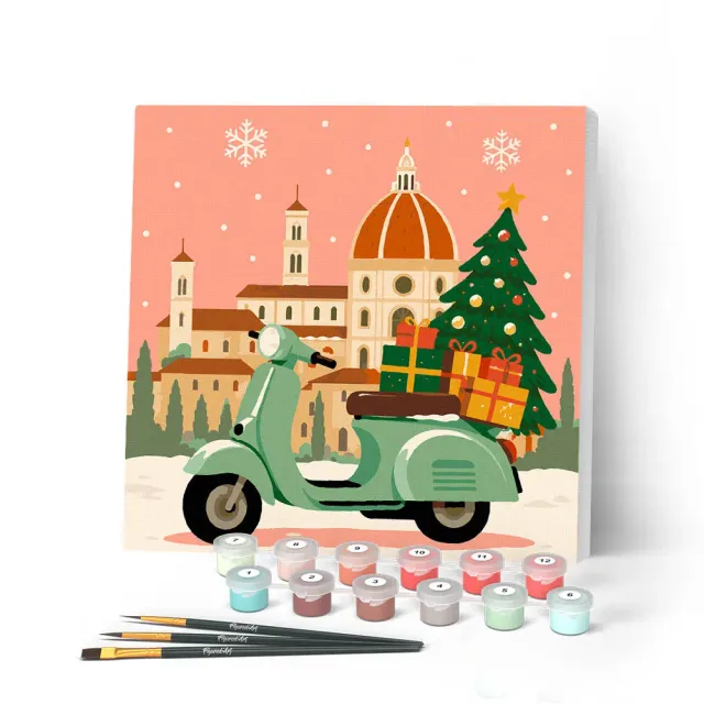 Figured'Art Kerstmis in Florence mini schilderen op nummer 20x20 cm