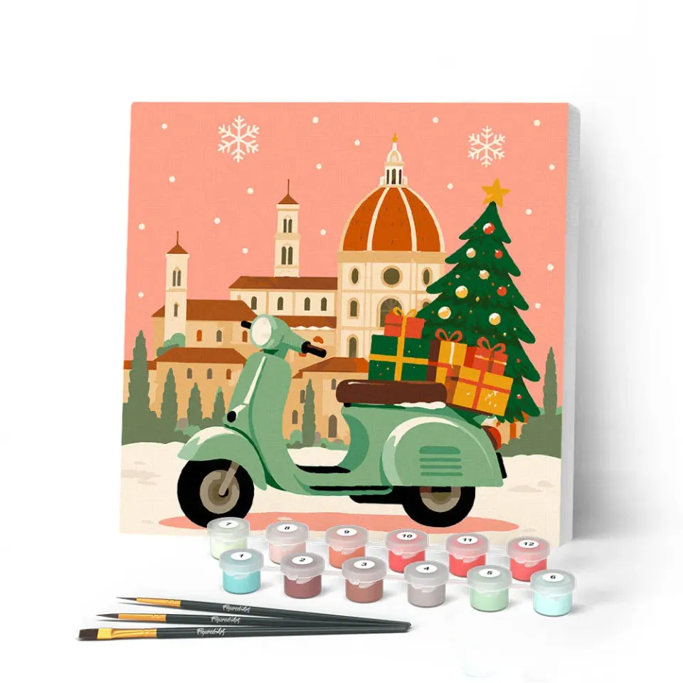 Figured'Art Kerstmis in Florence mini schilderen op nummer 20x20 cm