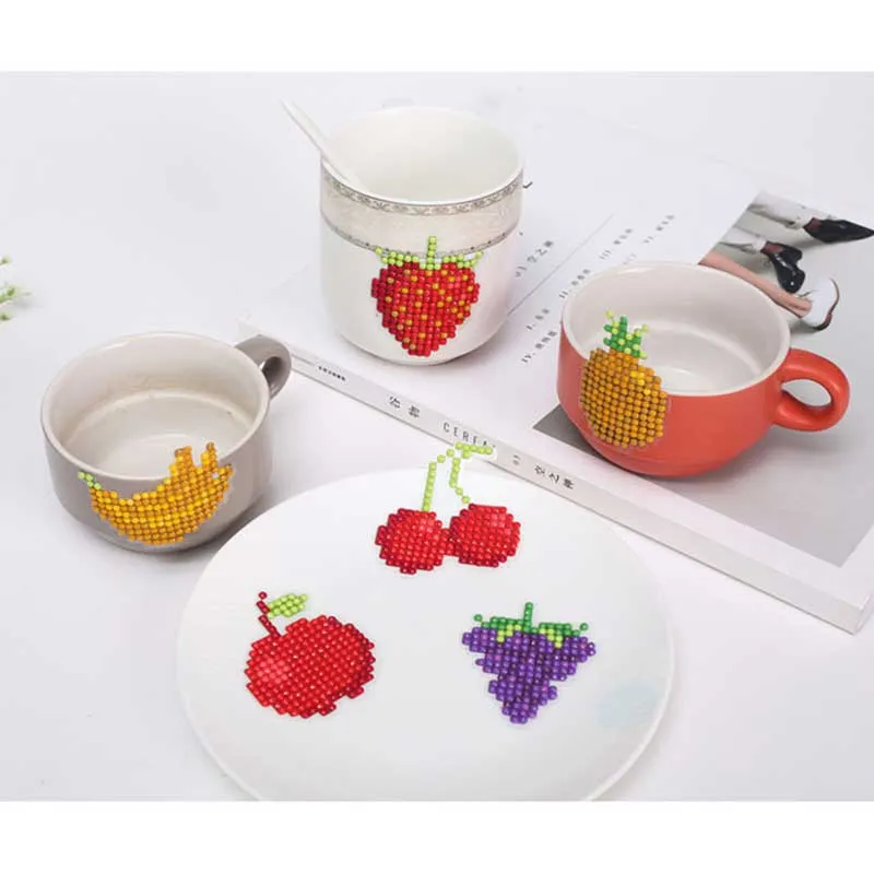 Figured'Art Fruit diamond painting stickers set 6 stuks rond