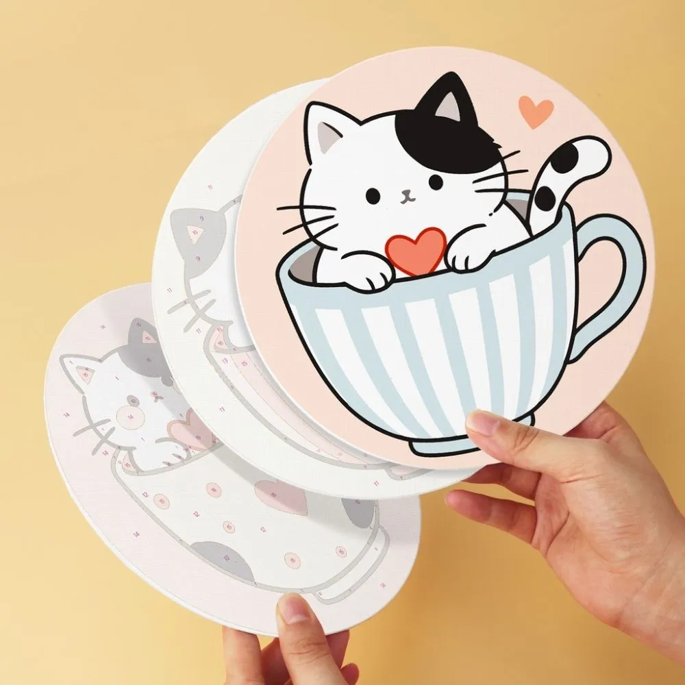 Figured'Art Mini Katten en theekopjes schilderen op nummer Ø20cm 6 stuks