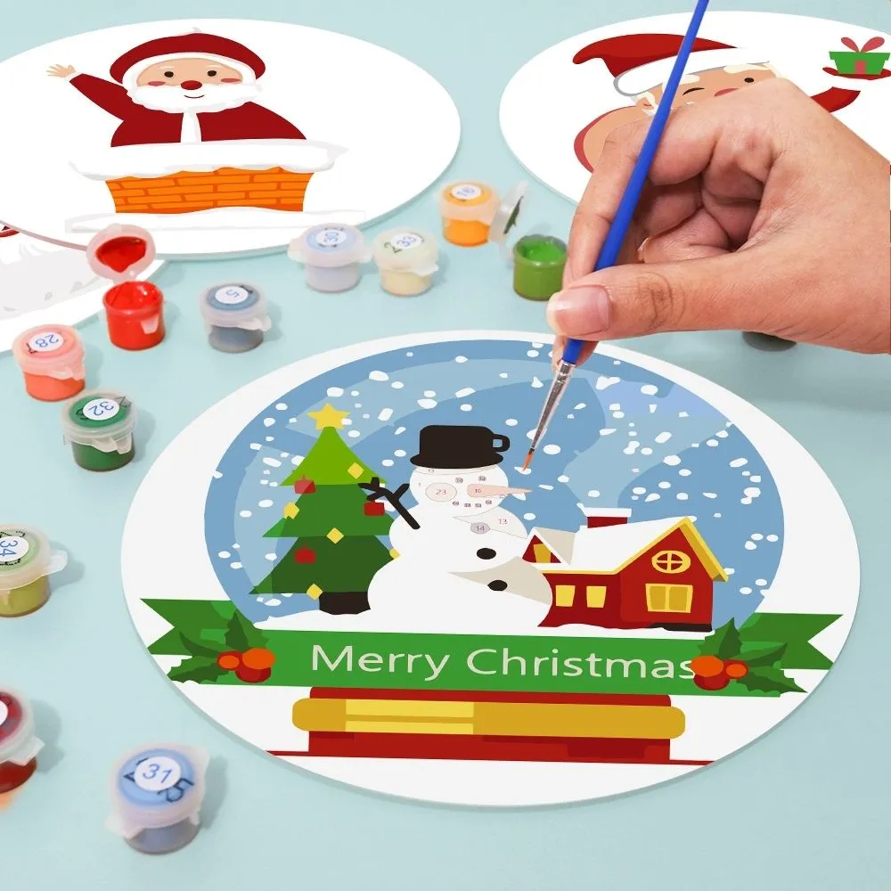 Figured'Art Kerstman en Sneeuwige Glimlachen schilderen op nummer 20cm 4 stuks