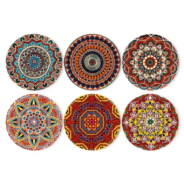 Figured'Art Boheemse Mandala Rond schilderen op nummer 20 cm 6 stuks