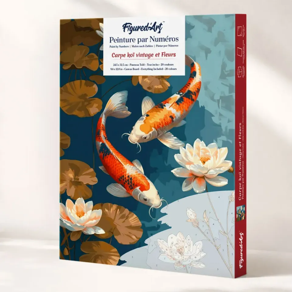 Figured'Art Vintage Koi Karper Bloemen schilderen op nummer cadeauset