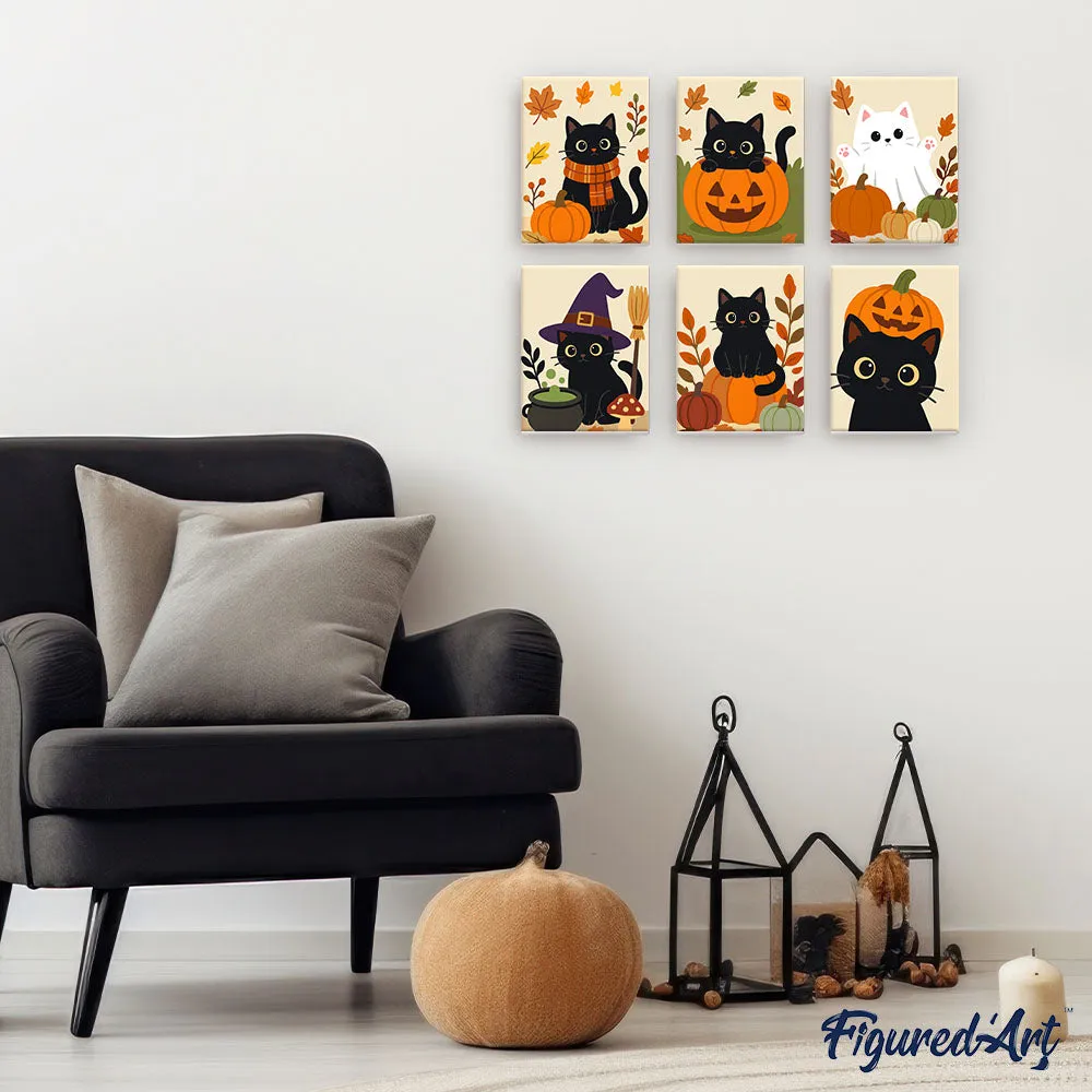 Figured'Art Kattennacht mini schilderen op nummer 15x20 6x
