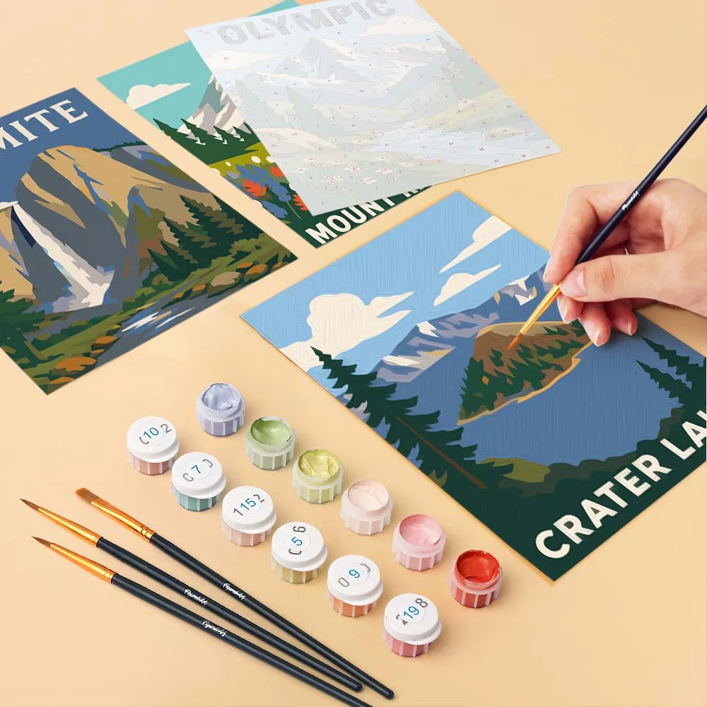 Figured'Art Nationale Parken mini schilderen op nummer 15x20cm 6st