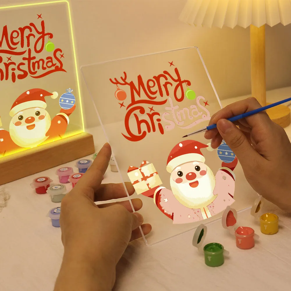 Figured'Art Kerstman 10 schilderen op nummer 15x20cm met LED