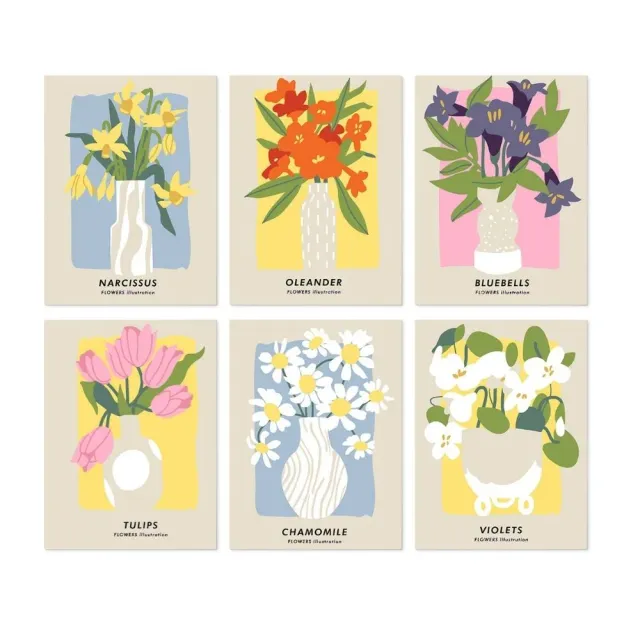 Figured'Art Mini Volle bloei schilderen op nummer 15x20cm bloemen 6 st