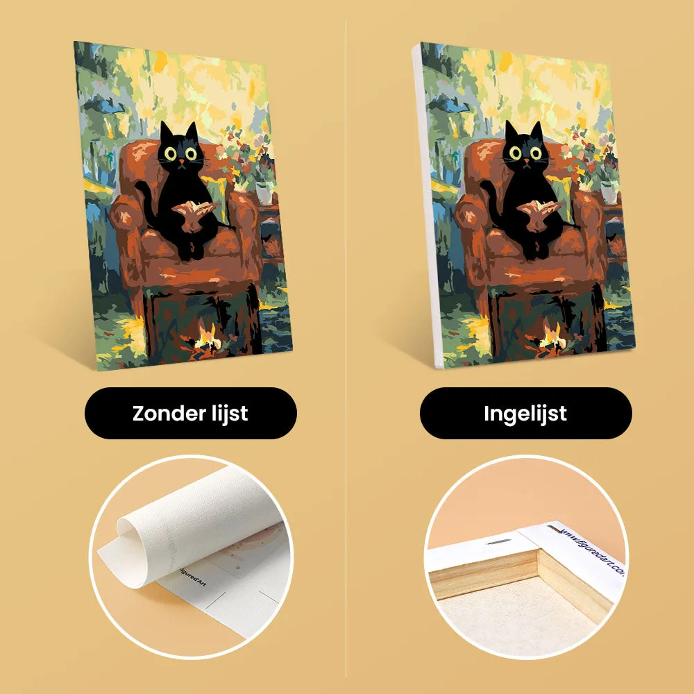 Figured'Art Mini Kat in Claude Monet-stijl schilderen op nummer 6 stuks