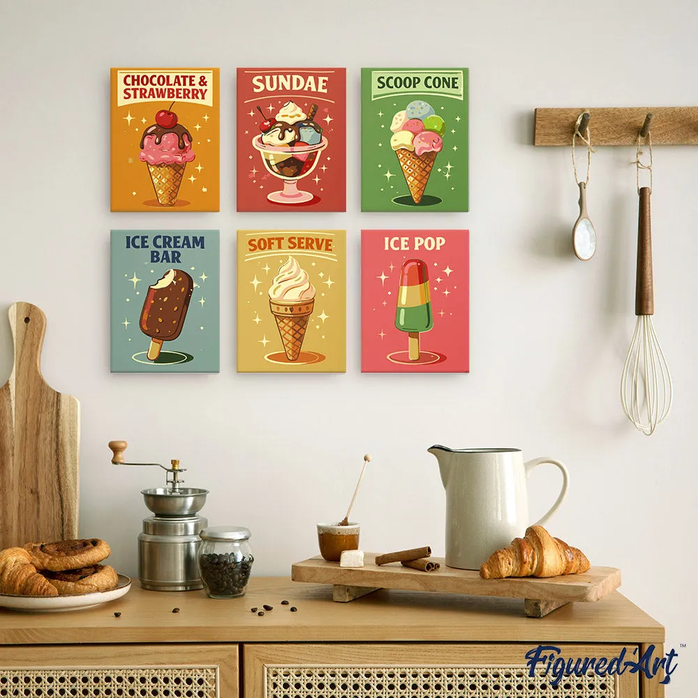 Figured'Art Vintage IJs schilderen op nummer 15x20 cm 6 stuks zomer
