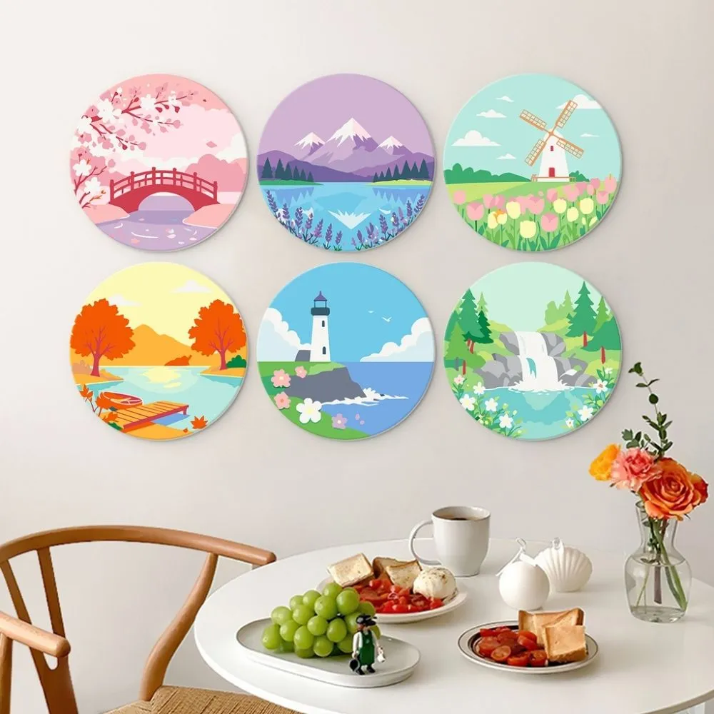 Figured'Art Mini Dromerige landschappen 1 schilderen op nummer 6x Ø20cm
