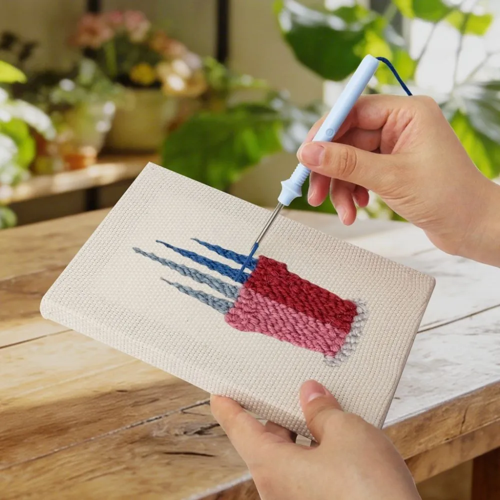 Figured'Art Punch Needle Kleurrijke Planten set 4 stuks 15x20cm