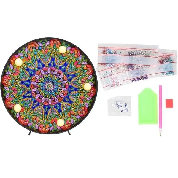 Figured'Art Groene Mandala LED diamond painting lamp 15cm