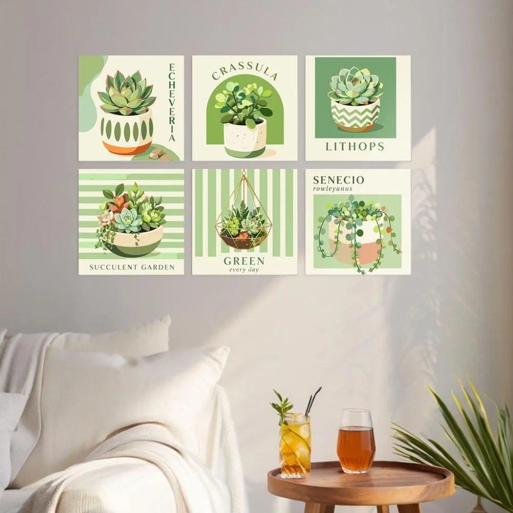 Figured'Art Mini Serie Vetplanten tuin schilderen op nummer 20x20cm 6 stuks