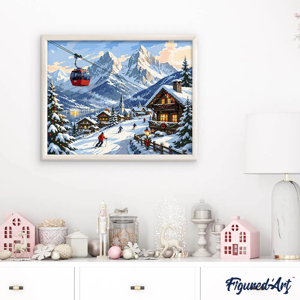 Figured'Art Kerstuitje in de Alpen schilderen op nummer 40x50 cm