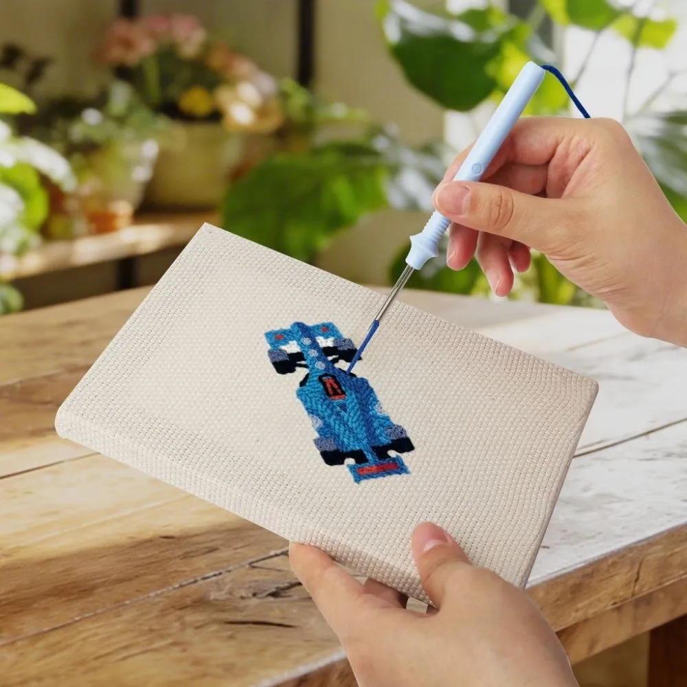 Figured'Art Pitstop punch needle set 4 stuks met frames stilleven