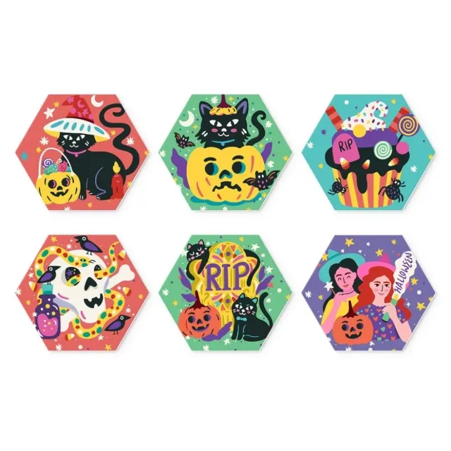 Figured'Art Heksenkat mini schilderen op nummer 6 stuks