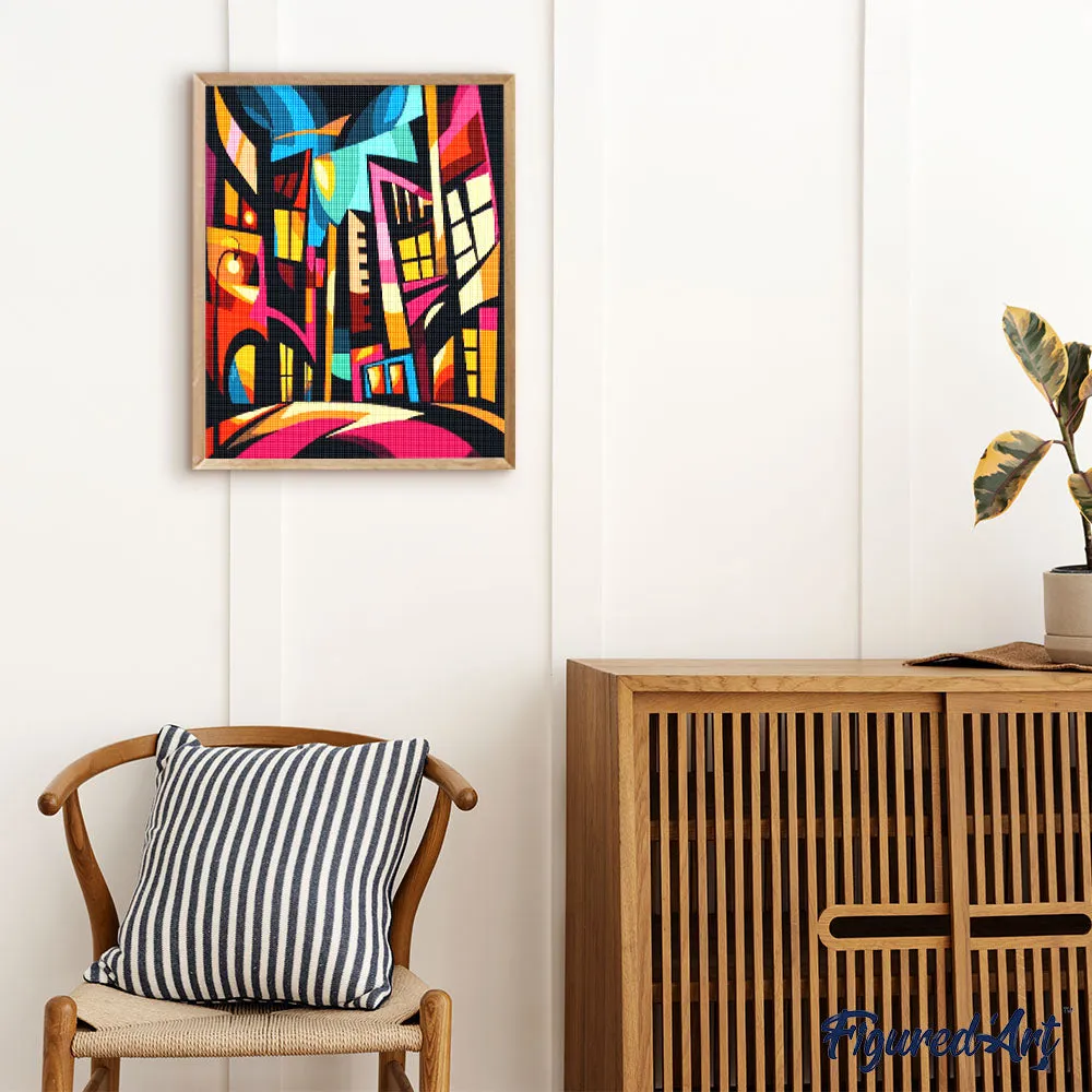 Figured'Art Gedurfd Abstract Stadsgezicht diamond painting 40x50 cm