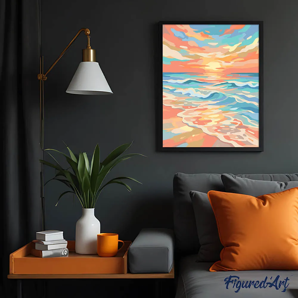 Figured'Art Zonsondergang aan het strand schilderen op nummer 40x50