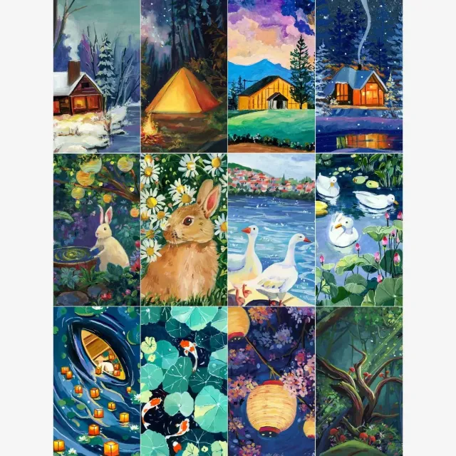 ARTDOT Natuur Edelstenen diamond painting kit 12 doeken rond