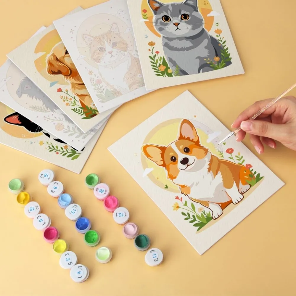 Figured'Art Mini Dierenportretten schilderen op nummer 6 stuks