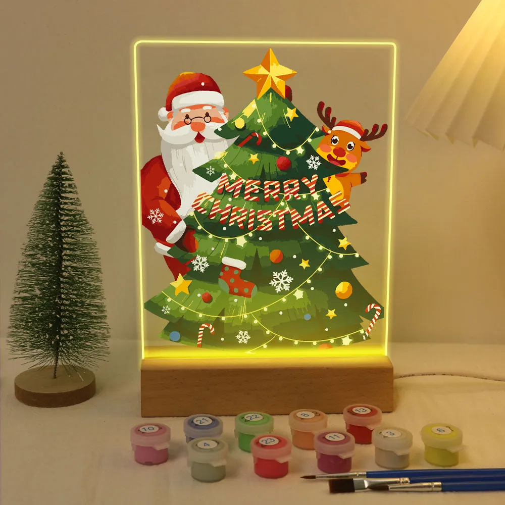 Figured'Art Kerstman 03 schilderen op nummer 15x20 cm met LED