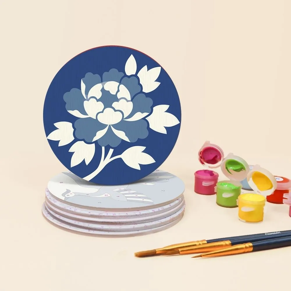 Figured'Art Mediterraan Blauw schilderen op nummer onderzetters 6 stuks