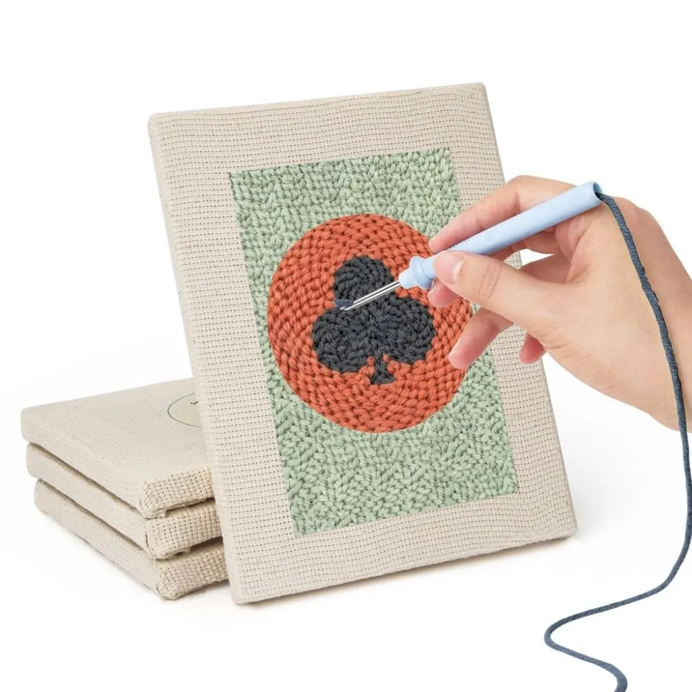 Figured'Art Speelkaarten punch needle set 4 stuks met frames