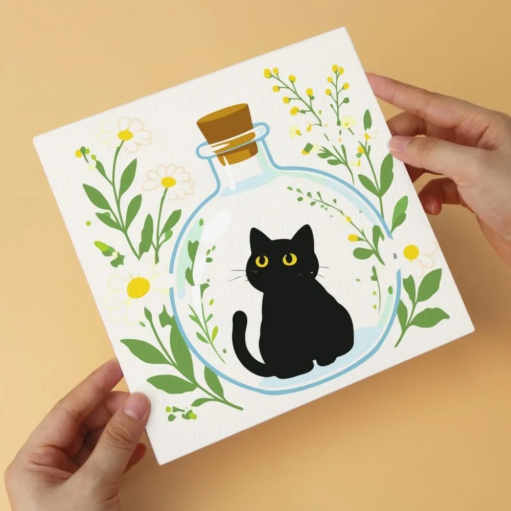 Figured'Art Botanische katten schilderen op nummer 20x20cm 6 stuks