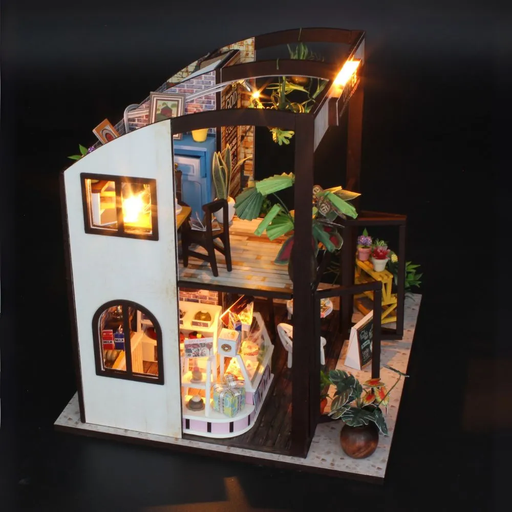 Figured'Art Pause Café miniatuurhuisje bouwpakket 232 stuks met led