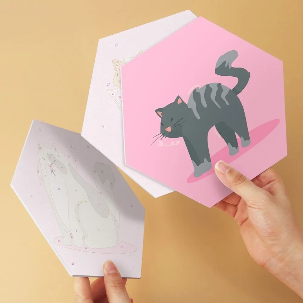 Figured'Art Mini Zeshoeken Dieren in roze Schilderen op Nummer 6st