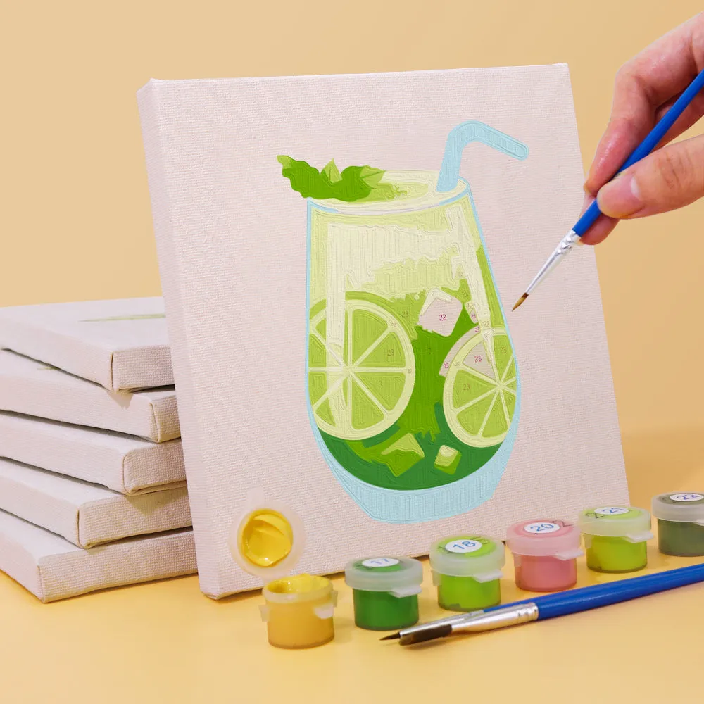 Figured'Art Mini Muurkunst van Cocktails schilderen op nummer 6 stuks 15x15cm