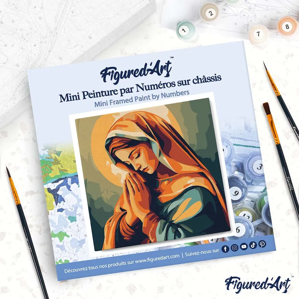 Figured'Art Biddende Maria mini schilderen op nummer 20x20 cm