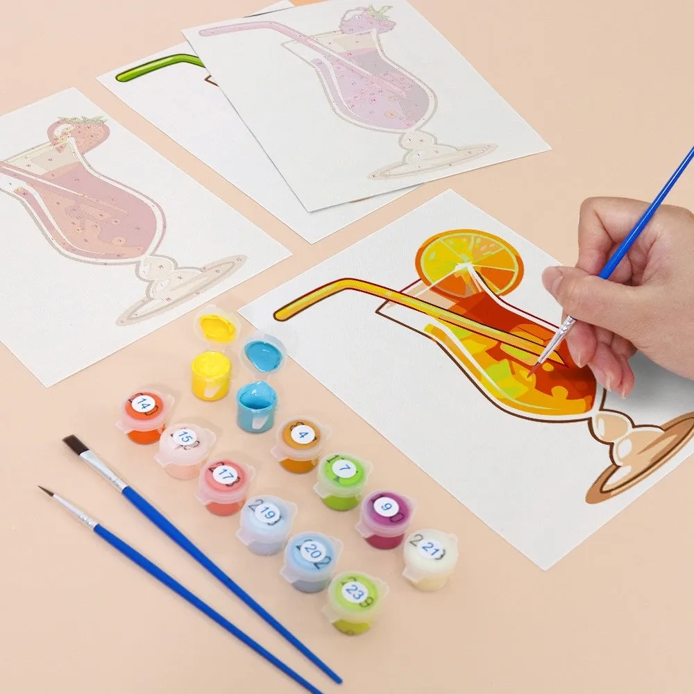 Figured'Art Fruitige Cocktails mini schilderen op nummer 15x20cm 6 stuks