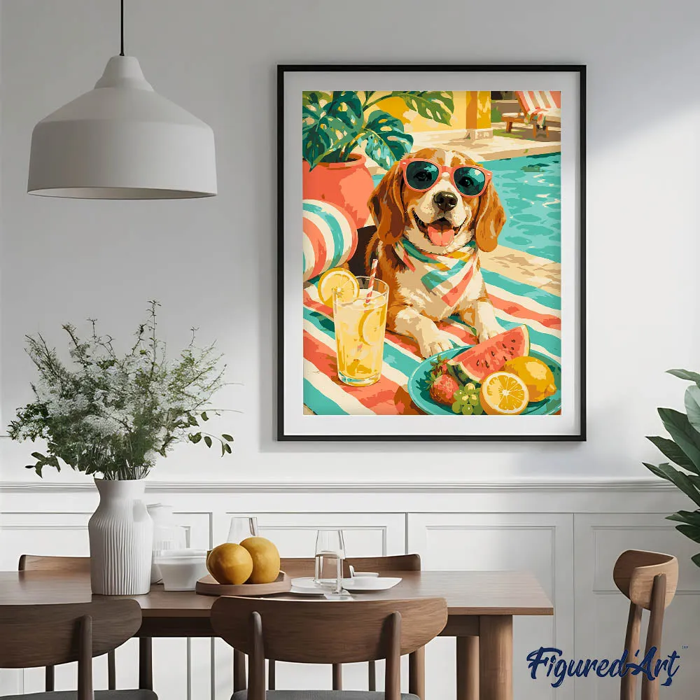 Figured'Art Zomers Kwispelen schilderen op nummer hond 40x50 cm