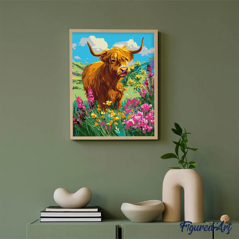 Figured'Art Schotse Hooglander schilderen op nummer 40x50 cm