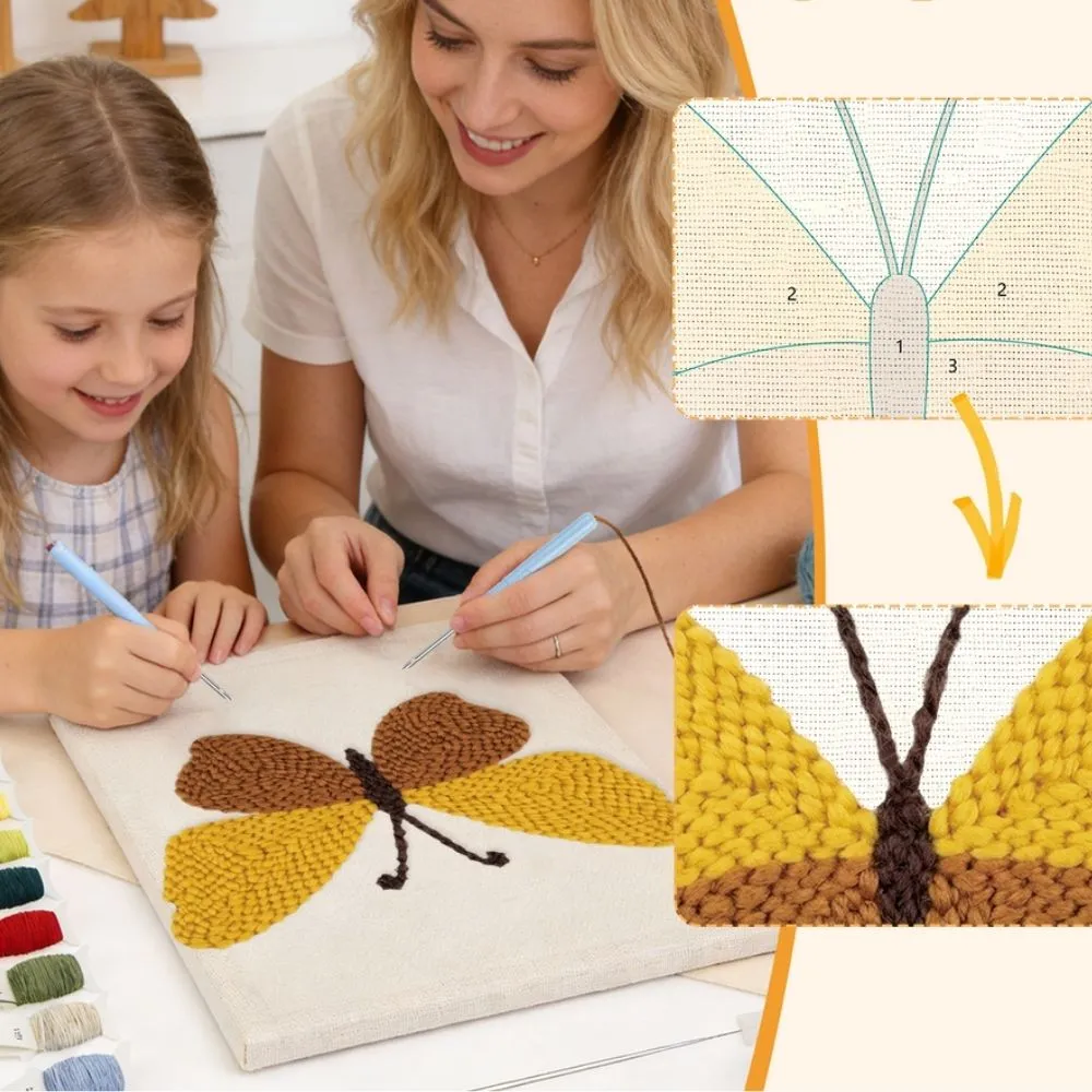 Figured'Art Gouden Vlinder punch needle pakket 30x40 cm