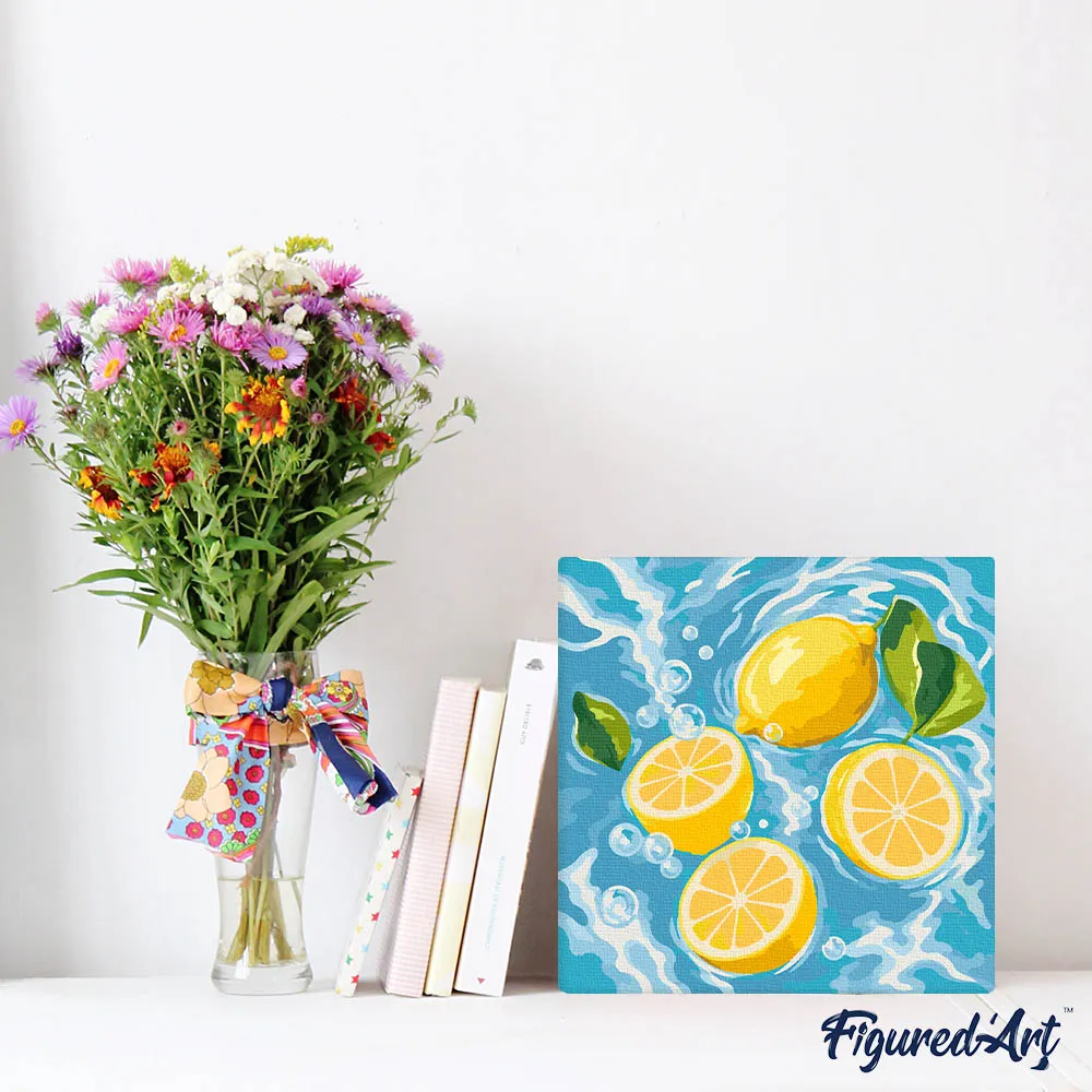 Figured'Art Mini Citrusbries schilderen op nummer 20x20cm met frame eenvoudig