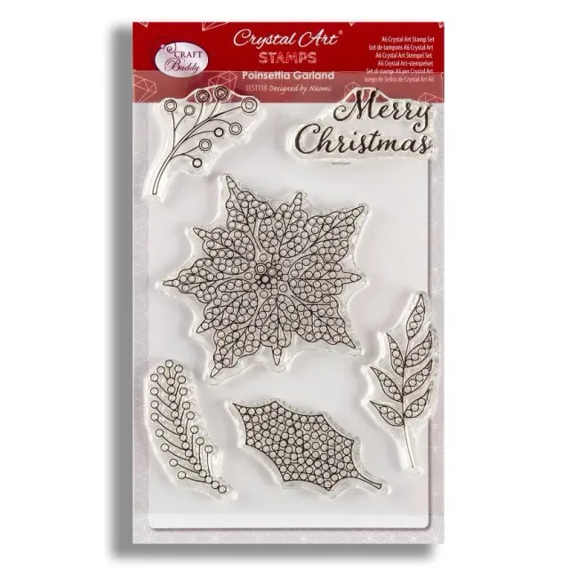 Craft Buddy Crystal Art Poinsettia Garland Stempelset A6