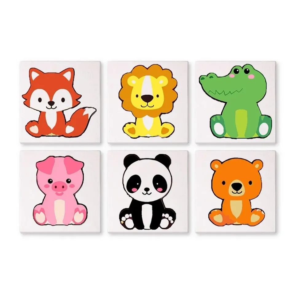Figured'Art Schattige Dierfiguren mini schilderen op nummer 6 stuks