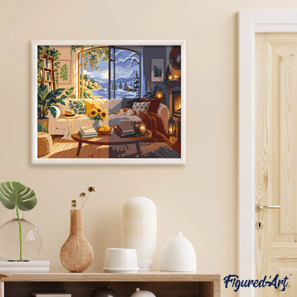 Figured'Art Van Zomer tot Winter in de Woonkamer schilderen op nummer 40x50 cm