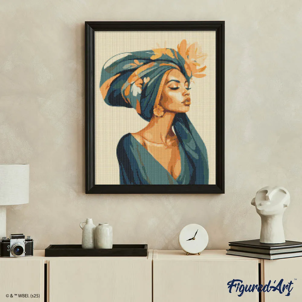 Figured'Art Vrouw met bloemenhoofddoek diamond painting 40x50 cm full drill