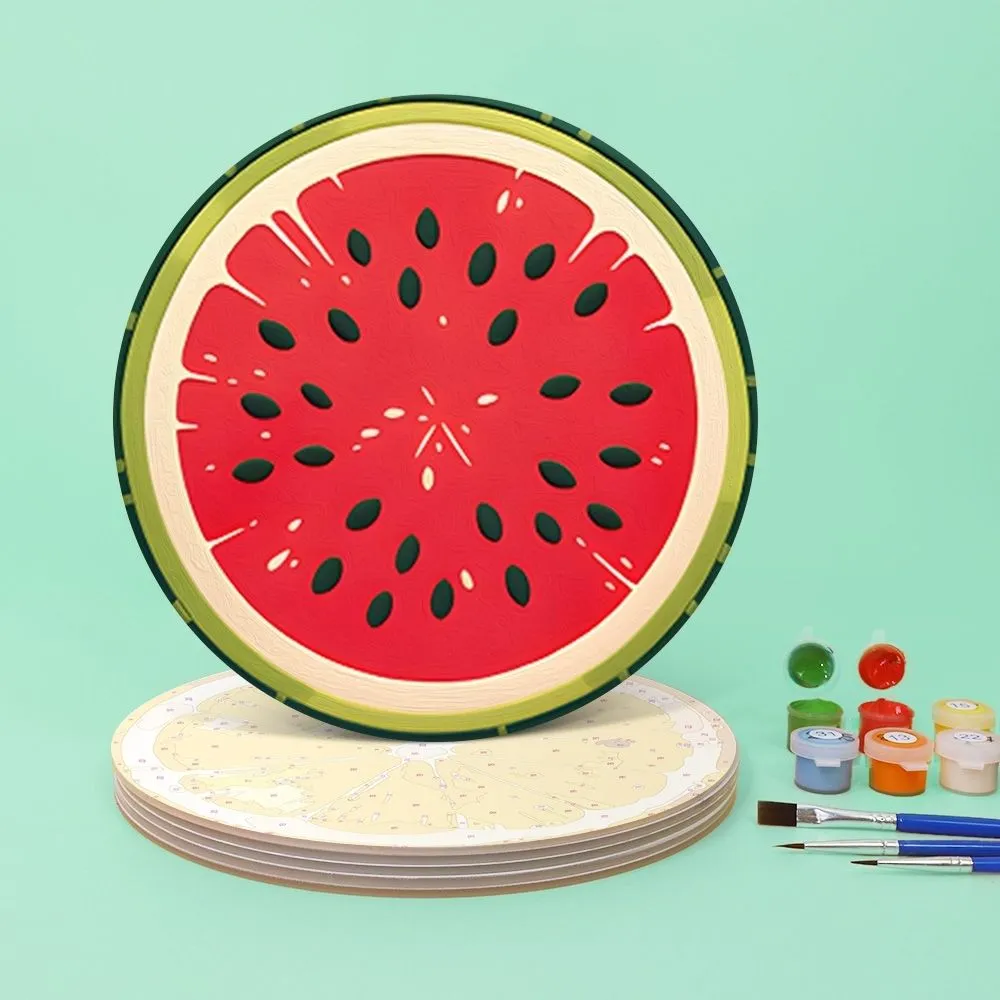 Figured'Art Tropische Fruitplakken schilderen op nummer placemats 20cm 6 stuks