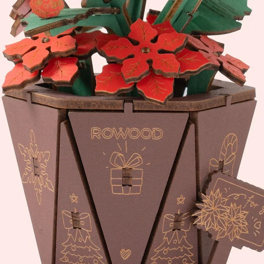 Figured'Art Poinsettia 3D puzzel hout 153 stukjes 14,5cm