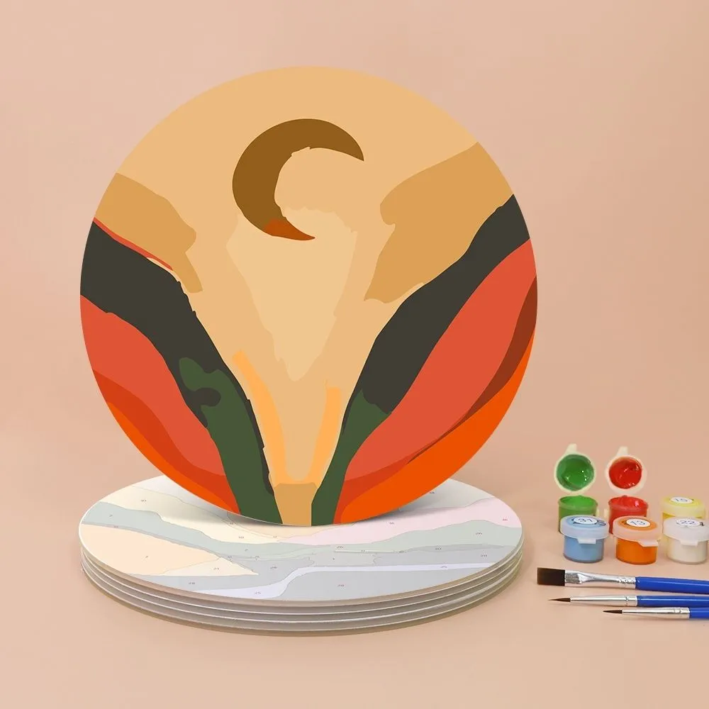 Figured'Art Moderne Abstracte Berg placemats schilderen op nummer 20 cm 6 stuks