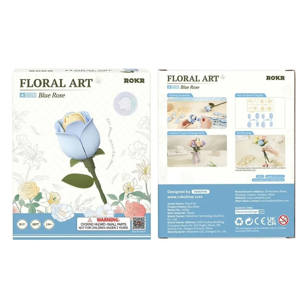 Figured'Art Blauwe roos 3D puzzel 37 stukjes
